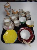 A tray of Japanese tea service, part Harlequin tea set,