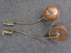 Two pieces of antique brass and copper brewing apparatus