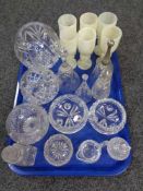 A tray of glass and set of six onyx goblets