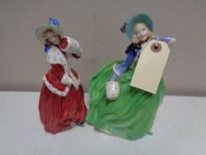 Two Royal Doulton figures - Christmas Morn 1992 and Autumn Breezes HN 1913
