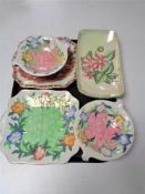 A tray of five pieces of Maling ware