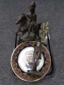 A tray of Heredities figure - Soldier on horse back together with a further metal figure depicting