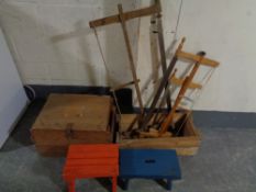 A pine storage crate together with a further crate,