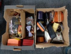 Two boxes of costume jewellery and jewellery boxes
