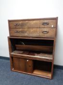 A mid century three piece ladderax bookcase with brackets