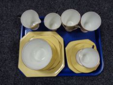 A tray of twenty one piece Pallisy Art Deco tea service