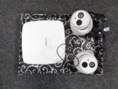 An S-pro digital video recorder together with two security cameras