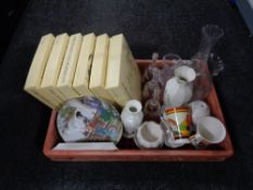 A crate of glass ware, Aynsley china,