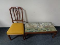 An Edwardian inlaid mahogany bedroom chair together with a duet stool