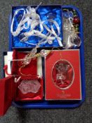 A tray of assorted glass decorations,