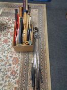 A box of sports rackets,