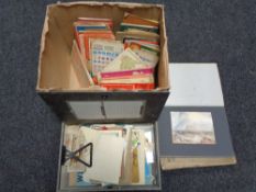 A box of vintage road maps, guides, watercolours of Turner book,