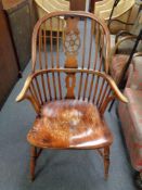 An elm Windsor style armchair