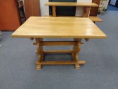 An oak refectory dining table