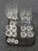 A tray of drinking glasses,