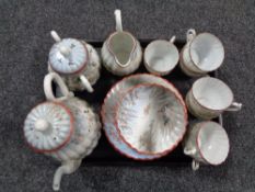 A tray of Japanese eggshell Art Deco tea set