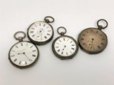 Four silver pocket watches