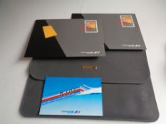 A Concorde leather folio containing ephemera, postcards, writing paper,