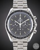A GENTLEMAN'S STAINLESS STEEL OMEGA SPEEDMASTER PROFESSIONAL CHRONOGRAPH BRACELET WATCH DATED