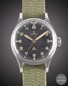 A GENTLEMAN'S STAINLESS STEEL ROYAL RHODESIAN AIR FORCE MILITARY OMEGA PILOTS WRIST WATCH CIRCA