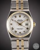 A GENTLEMAN'S STEEL & GOLD ROLEX OYSTERQUARTZ DATEJUST BRACELET WATCH CIRCA 1979, REF. 17013 WITH