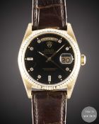 A GENTLEMAN'S SIZE 18K SOLID GOLD ROLEX OYSTER PERPETUAL DAY DATE WRIST WATCH  CIRCA 1993, REF.