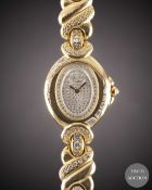 A LADIES 18K SOLID GOLD, DIAMOND TABBAH COPACABANA BRACELET WATCH CIRCA 1990s, WITH ORIGINAL PAVE