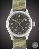 A GENTLEMAN'S STAINLESS STEEL BRITISH MILITARY TIMOR W.W.W. WRIST WATCH CIRCA 1940s, PART OF THE 