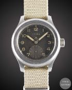 A GENTLEMAN'S STAINLESS STEEL BRITISH MILITARY CYMA W.W.W. WRIST WATCH CIRCA 1945, PART OF THE 