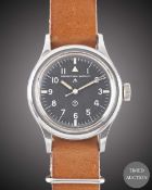 A GENTLEMAN'S STAINLESS STEEL BRITISH MILITARY IWC MARK 11 RAF PILOTS WRIST WATCH DATED 1950