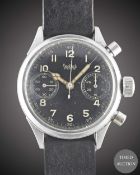 A GENTLEMAN'S GERMAN MILITARY HANHART LUFTWAFFE PILOTS FLYBACK CHRONOGRAPH WRIST WATCH CIRCA 1940s