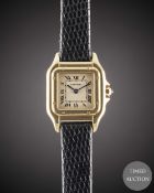 A LADIES 18K SOLID GOLD CARTIER PANTHERE WRIST WATCH CIRCA 1990s Movement: Quartz, signed Cartier.
