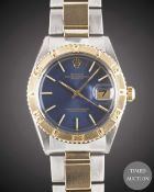 A GENTLEMAN'S STEEL & GOLD ROLEX OYSTER PERPETUAL DATEJUST TURNOGRAPH BRACELET WATCH CIRCA 1975,