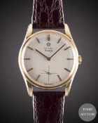 A GENTLEMAN'S 9CT SOLID GOLD OMEGA WRIST WATCH CIRCA 1964, RETAILED BY ASPREY WITH CO-SIGNED 