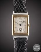 A GENTLEMAN'S STEEL & 9CT SOLID GOLD LECOULTRE REVERSO WRIST WATCH CIRCA 1930s Movement: 15J, manual