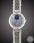 A LADIES 18K SOLID WHITE GOLD GERALD GENTA CALENDAR MOONPHASE BRACELET WATCH CIRCA 1990s, REF. G