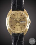 A GENTLEMAN'S 18K SOLID GOLD OMEGA GENEVE AUTOMATIC WRIST WATCH CIRCA 1979 Movement: Automatic, cal.