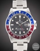 A GENTLEMAN'S STAINLESS STEEL ROLEX OYSTER PERPETUAL GMT MASTER BRACELET WATCH CIRCA 1978, REF. 1675