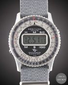 A GENTLEMAN'S STAINLESS STEEL BREITLING NAVITIMER QUARTZ LCD WRIST WATCH CIRCA 1977, REF. 9406