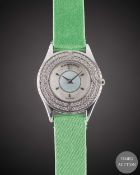 A LADIES 18K SOLID WHITE GOLD & DIAMOND MAUBOUSSIN WRIST WATCH CIRCA 1990s, REF. R63682 WITH