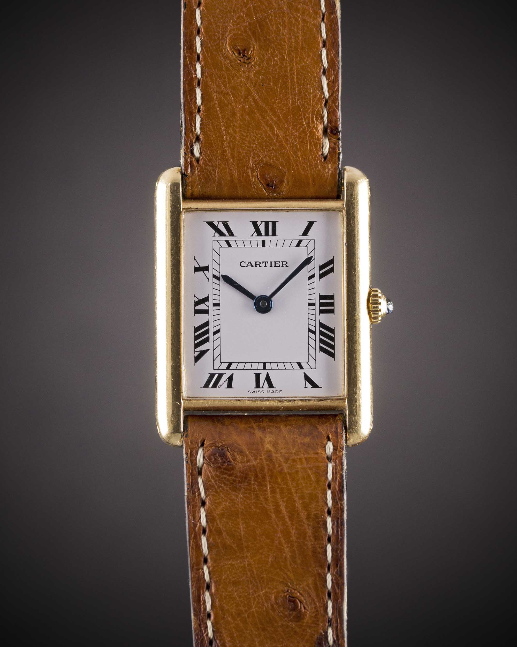 A GENTLEMAN'S SIZE 18K SOLID GOLD CARTIER TANK WRIST WATCH CIRCA 1990s Movement: Quartz, signed