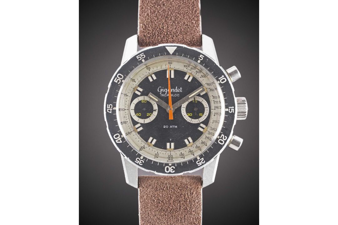 A GENTLEMAN'S STAINLESS STEEL GIGANDET "BIG BOY" CHRONOGRAPH WRIST WATCH CIRCA 1968, REF. 1382