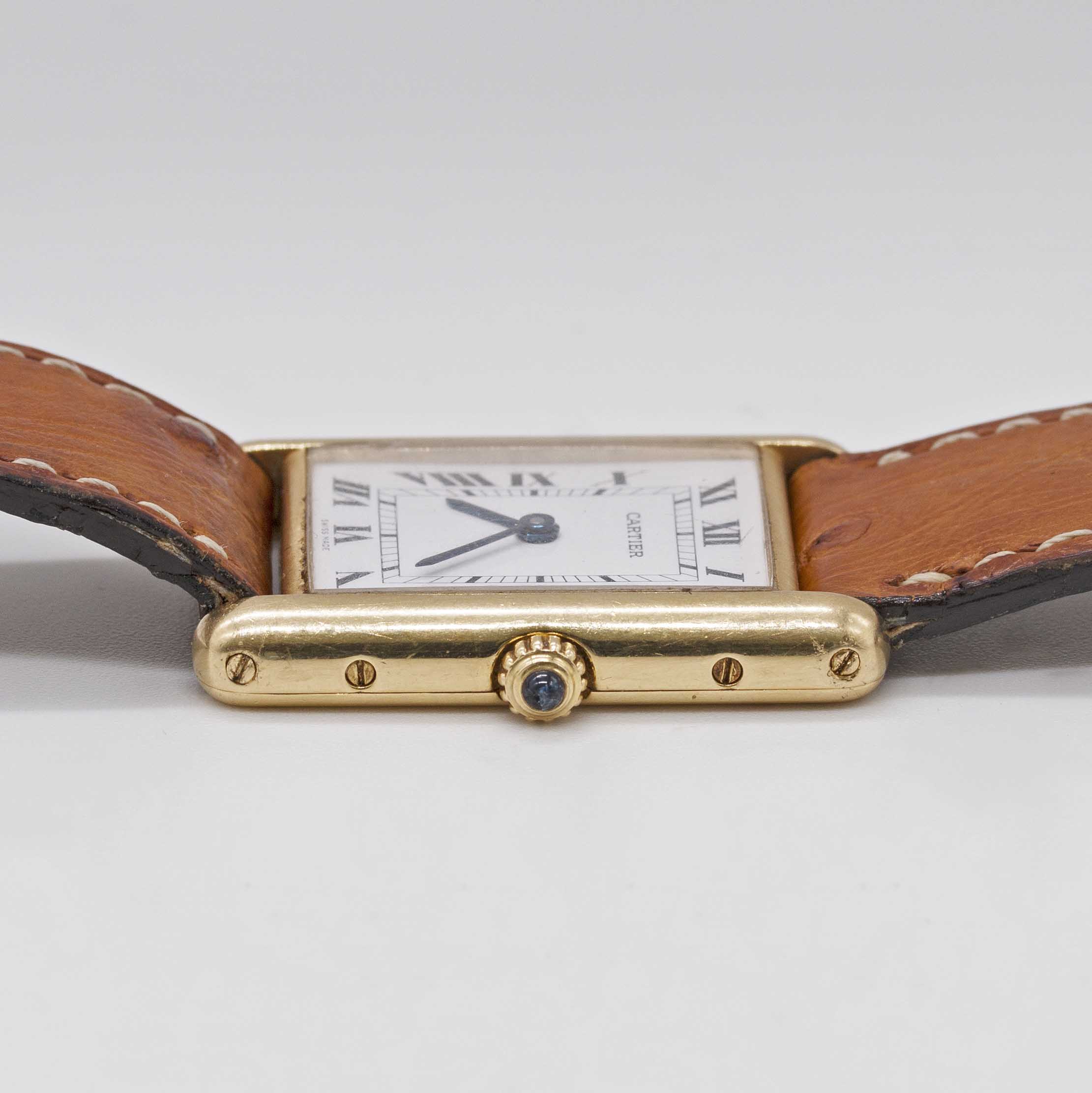 A GENTLEMAN'S SIZE 18K SOLID GOLD CARTIER TANK WRIST WATCH CIRCA 1990s Movement: Quartz, signed - Image 10 of 12