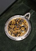 A FINE & RARE GENTLEMAN'S SIZE 18K SOLID WHITE GOLD & DIAMOND AUDEMARS PIGUET SKELETONISED POCKET