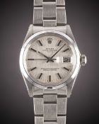 A GENTLEMAN'S STAINLESS STEEL ROLEX OYSTER PERPETUAL DATE BRACELET WATCH CIRCA 1974, REF. 1500