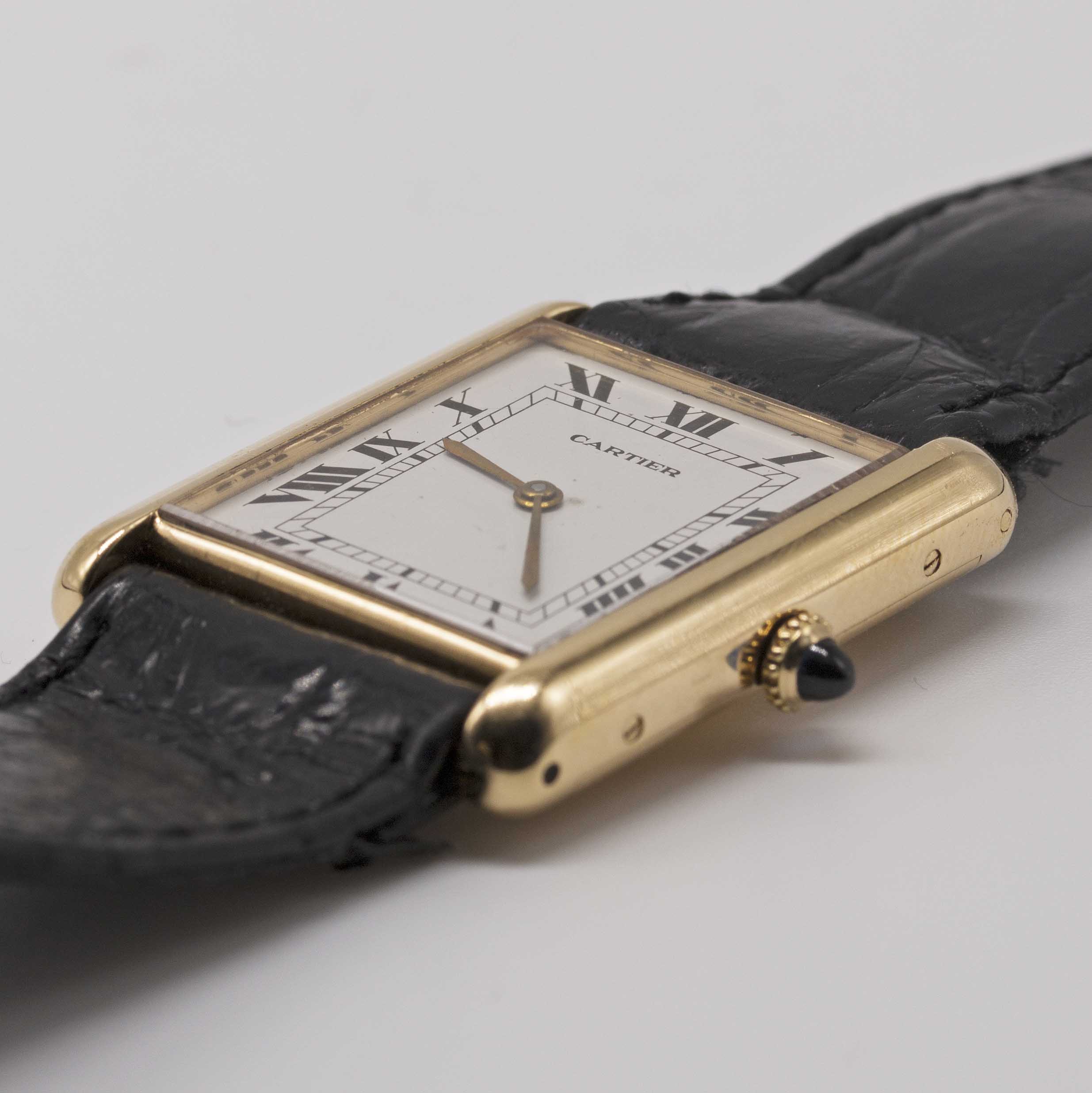A RARE GENTLEMAN'S LARGE SIZE 18K SOLID GOLD CARTIER TANK "JUMBO" AUTOMATIC WRIST WATCH CIRCA - Image 4 of 14