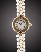 A LADIES 18K SOLID GOLD & PEARL CARTIER COLISEE BRACELET WATCH CIRCA 1990s, REF. 1989 1 WITH