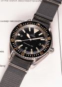 A RARE GENTLEMAN'S STAINLESS STEEL BRITISH MILITARY OMEGA SEAMASTER 300 
