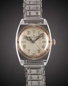 A RARE GENTLEMAN'S STEEL & ROSE GOLD ROLEX OYSTER VICEROY BRACELET WATCH CIRCA 1940, REF. 2595