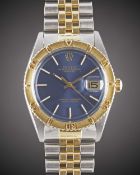 A GENTLEMAN'S STEEL & GOLD ROLEX OYSTER PERPETUAL DATEJUST TURNOGRAPH BRACELET WATCH CIRCA 1977,